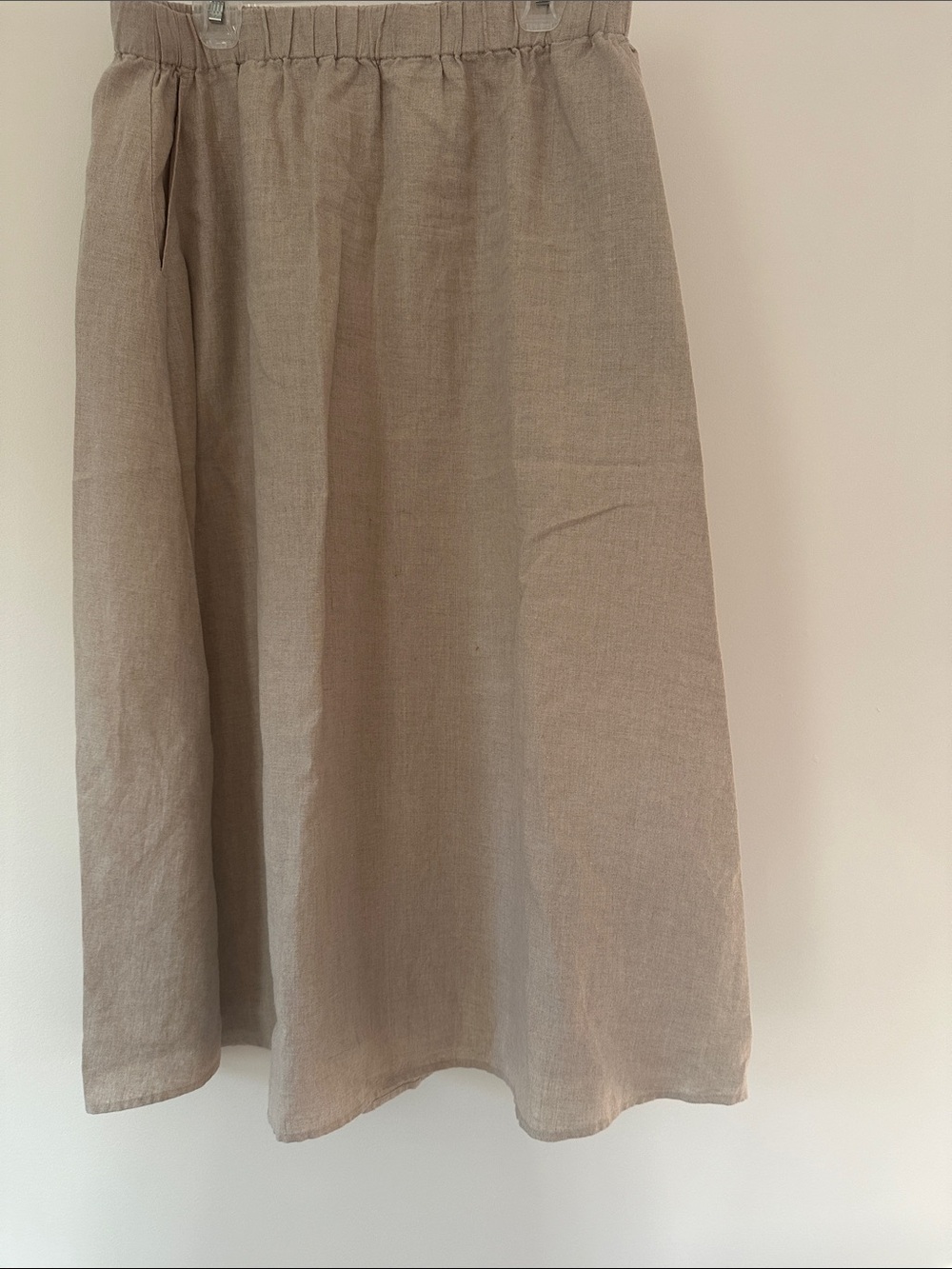 Eileen Fisher Natural Linen Midi Skirt - Taupe